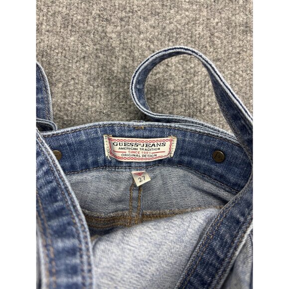 Guess Jeans Jeans Womens 27 Blue Distressed Ripped Denim Bib Overalls Skinny Leg - Picture 6 of 8